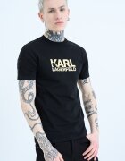 Karl Lagerfeld Тениска с контрастно лого Златист/Черен
