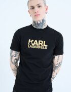 Karl Lagerfeld Тениска с контрастно лого Златист/Черен