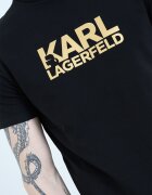 Karl Lagerfeld Тениска с контрастно лого Златист/Черен