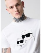 Karl Lagerfeld Тениска с овално деколте и лого - Черен/Бял