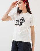 Karl Lagerfeld Тениска с шарка и овално деколте Бял