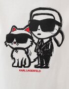 Karl Lagerfeld Тениска с шарка и овално деколте Бял