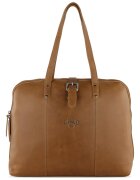 Klondike Дамска бизнес чанта - KD1274 - 40 x 13 x 32 см - естествена кожа - коняково кафяво