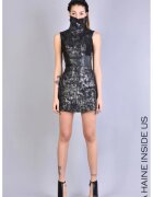 LA HAINE INSIDE US Rochie mini din piele ecologica - cu design texturat - Черен