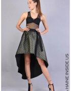 LA HAINE INSIDE US Striped Asymmetrical Skirt - Черен