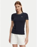 Lacoste Дамска тениска - тъмносин - памук-модал - едноцветен