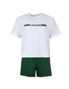 Lacoste Къса пижама с лого - Бял/Зелен