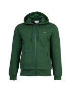 Lacoste Поларено худи с цип и скосени джобове - Зелен