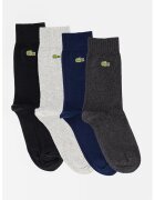 Lacoste Унисекс дълги чорапи - 4 чифта - Черен/Сив