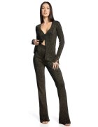 Lara Wear Леко разкроен плетен панталон с бляскав ефект