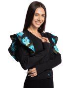 Lara Wear Плетена памучна жилетка - Черен/Кралско Синьо/Зелени аспержи