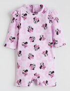 LC WAIKIKI Бански с десен Minnie Mouse и набирания Пастелнорозов