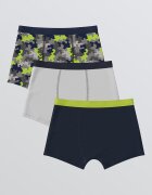 LC WAIKIKI Боксерки с памук 3 чифта Черен/Жълт/Сив