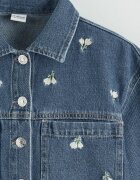 LC WAIKIKI Дънково яке с бродирани цветя Меланж тъмно син