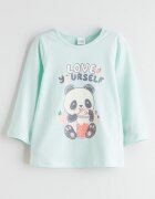 LC WAIKIKI Горна пижама с принт Panda Светлозелен