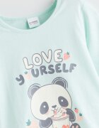 LC WAIKIKI Горна пижама с принт Panda Светлозелен