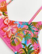 LC WAIKIKI Горнище на бански Dream с тропически принт Зелен/Яркорозово