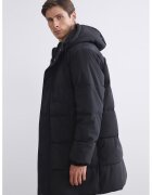 LC WAIKIKI Капитонирано зимно яке с качулка - Избеляло черно