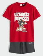 LC WAIKIKI Къс спортен екип с шарка на Sonic Червен/Антрацитно сиво