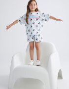LC WAIKIKI Къса памучна пижама с десен Minnie Mouse Пастелносин/Избеляло черно/Бял