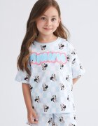 LC WAIKIKI Къса памучна пижама с десен Minnie Mouse Пастелносин/Избеляло черно/Бял