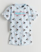 LC WAIKIKI Къса памучна пижама с десен Minnie Mouse Пастелносин/Избеляло черно/Бял
