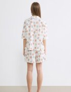 LC WAIKIKI Къса памучна пижама с графика Бял/Корал