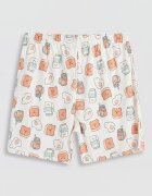 LC WAIKIKI Къса памучна пижама с графика Бял/Корал