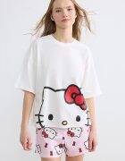 LC WAIKIKI Къса памучна пижама с принт на Hello Kitty Червен/Бял/Светлорозов