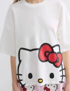 LC WAIKIKI Къса памучна пижама с принт на Hello Kitty Червен/Бял/Светлорозов