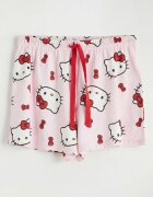 LC WAIKIKI Къса памучна пижама с принт на Hello Kitty Червен/Бял/Светлорозов