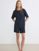 LC WAIKIKI Къса пижама на точки с връзки Бял/Ултрамарин синьо/Аленочервен