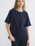 LC WAIKIKI Къса пижама на точки с връзки Бял/Ултрамарин синьо/Аленочервен