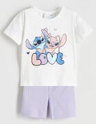 LC WAIKIKI Къса пижама с принт на Stitch&Angel Бял/Лавандула/Лилав