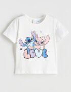 LC WAIKIKI Къса пижама с принт на Stitch&Angel Бял/Лавандула/Лилав