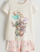 LC WAIKIKI Къса пижама с принт Stitch & Angel Пастелнорозов/Праскова/Син