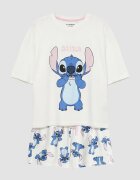 LC WAIKIKI Къса пижама с принт Stitch Бял/Пастелнорозов/Кралско Синьо
