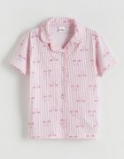 LC WAIKIKI Къса пижама с райе и панделки Бял/Розово