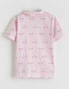 LC WAIKIKI Къса пижама с райе и панделки Бял/Розово