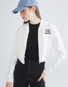 LC WAIKIKI Късо худи с надпис Бял/Черен
