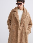LC WAIKIKI Мъхест дълъг тренч с копчета Карамел