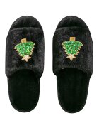 LC WAIKIKI Мъхести домашни пантофи Christmas с отворен връх Черен