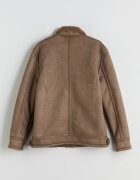 LC WAIKIKI Палто от еко велур с джобове с цип Сиво-кафяв