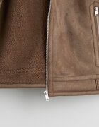LC WAIKIKI Палто от еко велур с джобове с цип Сиво-кафяв