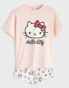 LC WAIKIKI Памучна къса пижама Hello Kitty Бял/Праскова