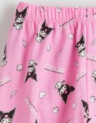 LC WAIKIKI Памучна къса пижама с принт Kuromi Сив меланж/Розово