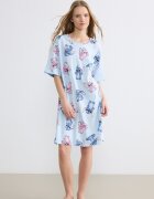 LC WAIKIKI Памучна нощница с принт Stitch Пастелносин/Светлорозов/Светлосин