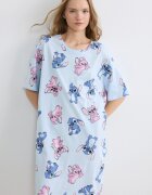 LC WAIKIKI Памучна нощница с принт Stitch Пастелносин/Светлорозов/Светлосин