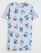 LC WAIKIKI Памучна нощница с принт Stitch Пастелносин/Светлорозов/Светлосин
