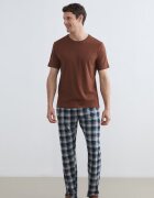 LC WAIKIKI Памучна пижама с джобове Сив/Светлокафяв/Петролно синьо